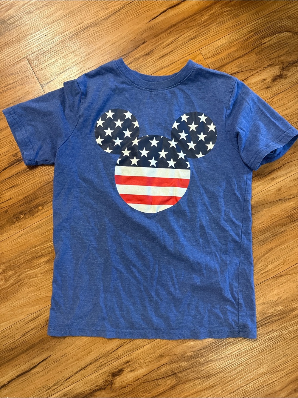 Disney Blue Short Sleeve Tee with Stars & Stripes Mickey Head